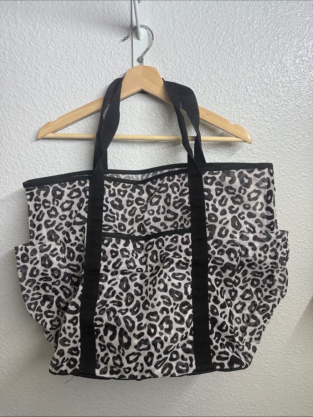 Leopard Print Tote Bag with Black Straps